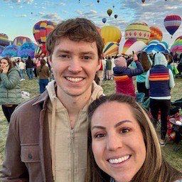 Zach and his wife at a hot air balloon festival